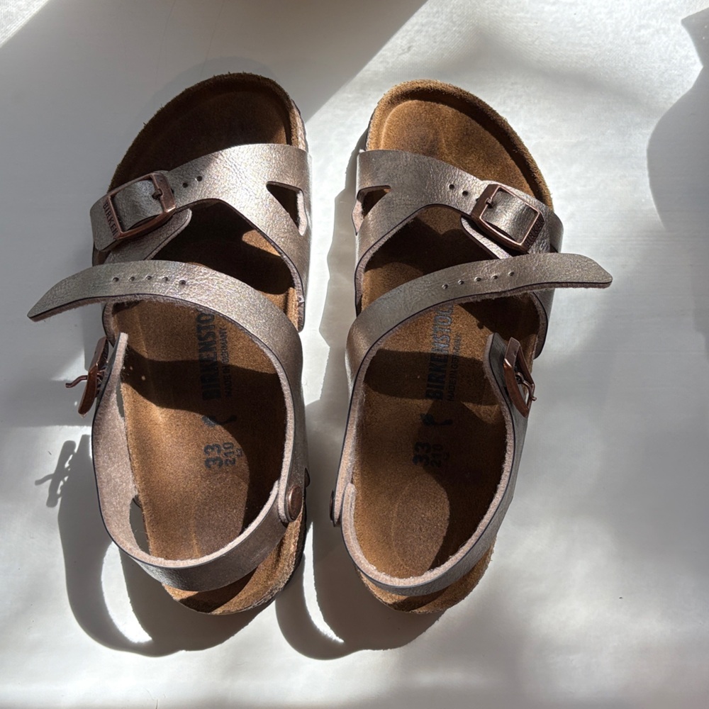 Birkenstock Kids Rio Sandals - Shimmering Taupe EU33 US2-2.5